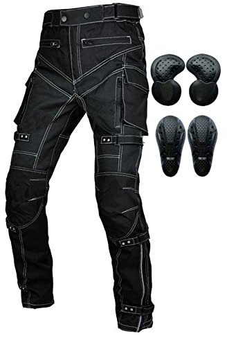 SHAIYOU Herren Motorradhose,Wasserdicht Motorrad Biker Trousers Freizeit Hose Fahrrad Riding Schutzhose Jeans,Offroad Outdoor Hose Mit 4 Schutzausrüstung Knieschützer (B,4XL)