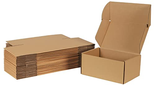 Giftgarden 20 Stück Stabile Versandkartons mit Deckel, 229x153x102 mm Karton - Kleine Faltkartons aus Wellpappe für Post-, Kurier- und Geschenkversand, Verpackungen, Mailings und Unternehmen, Braun