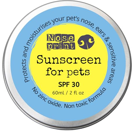 Noseprint SPF 30 solskyddsbalsam för husdjur 60 ml i tenn | fuktgivande solskydd för hundar och katt giftfri formel hundnäsa och tassbalsam solskydd | Valpsolskydd (SPF 30)