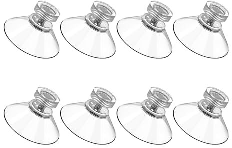 8 PCS Suction Cups, 40mm Clear Window Suction Cups with Knurled Nut, Plastic Sucker Pads for Glass, Mirrors, Walls, Doors and Other Smooth Surfaces – Strong Suction Hold for Secure Mounting