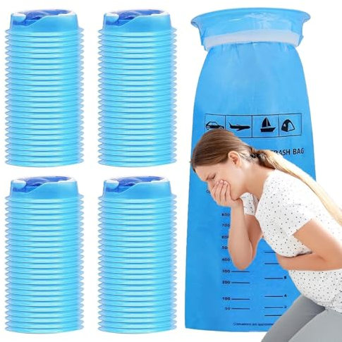 100 x Burp Bags with Mouthpiece, Breaking Bag, Poop Bag, Collection Bag, Spit Bag, Spacious Poop Bags, Premium High Density Breaking Bag, Provides Safety and Comfort, for Travel Nausea, Pregnant &