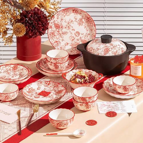 Zhixubah Vajilla De Porcelana para 6 Personas Vajilla Completa Platos Vajilla Moderna Cuencos Aperitivos Plato Hondo Platos De Postre De Cerámica Servicio De Platos Diseño Rústico Y Moderno(30pcs)