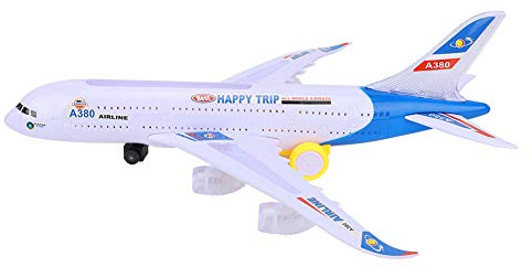 Kikumi Avión A380 Aeronave de 43 Cm de Largo Aeronave con Juguetes para Niños de Sonido y Luz (Modelo de avión)
