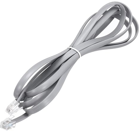 QUARKZMAN 1 Pack Cavo Telefonico, 2m Cavo Telefono RJ12 6P6C Maschio A Maschio Cavo Dritto Per Cornetta Per Casa, Ufficio, Grigio