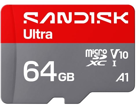 SANDISK Ultra microSDXC UHS-I Card + SD Adapter, 64 GB (upp till 145 MB/s läshastighet, Full HD-video, V10, U1, C10, A1) För Android smarttelefoner och surfplattor, kameror och bärbara datorer