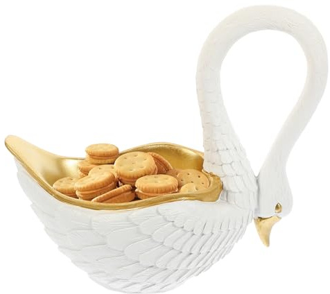 UKCOCO Vide-Poche en Résine Blanche Forme Cygne, Plateau Décoratif Multifonction pour Rangement Clés et Bijoux, Ornement Nordique Élégant pour Bureau, Salon et Entrée, Organiseur