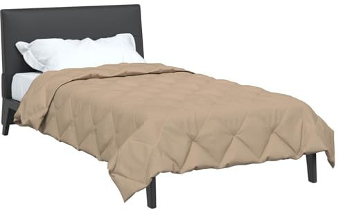 vidaXL Edredón de Todo el Año Taupé 135 x 200 cm Microfibra, Ropa de Cama Rectangular Moderna, Manta Acolchada Suave, Duvet de Comodidad Todo el año, fácil de cuidar