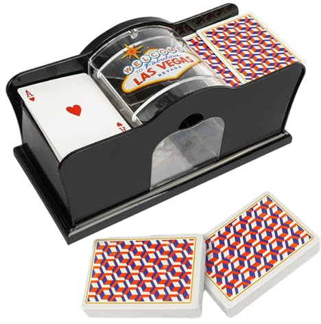 Mezclador De Cartas De Manivela – ABS 23x11x11cm Tamaño Compacto | Barajador De Y Dispensador Soporte para 2 Mazos Manual Fácil | Máquina De Estilo Blackjack Poker