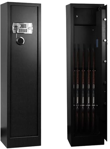 Armario para Armas Largas con Cerradura con Contraseña, Caja Fuerte para 4-5 Rifles con 1 Compartimentos Adecuado para Pistolas y Rifles Domésticos