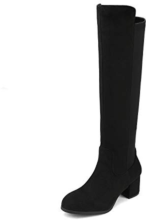 DREAM PAIRS Bottes Hautes pour Femmes Confortable et Résistante Bottines à Talon Bloc avec Boucle Réglable,Size 37,Noir,Jennifer-3