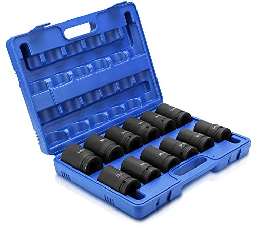 Juego de Llaves de Vaso de Impacto de 1, 12 Piezas, 24mm a 41mm, para Llaves de Impacto