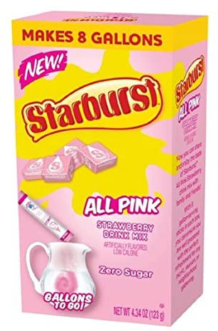 Starburst All Pink Strawberry Zero Sugar Drink Mix Makes 8 Gallons 123g (4.34 OZ)