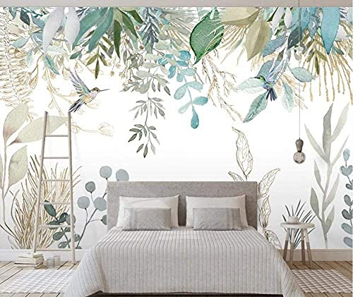 Papier Peint JMRWALLPAPER Panoramique 3D Fleur De La Plante Tropicale Fleur Et Oiseau, Intissé Décoration Murale Vert