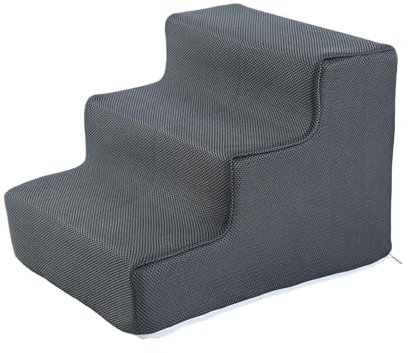 predolo Hundetreppe, Leiter, Katzenrampe, Haustiertreppe, Stufen, vielseitig, Kratzfest, praktische abnehmbare Abdeckung für den Innen- und Außenbereich, S 3 Stufen Dunkelgrau