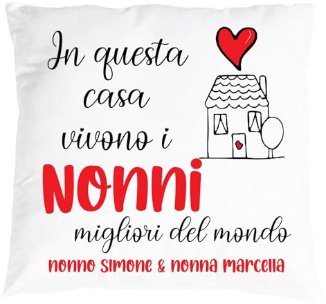 Mr. Gadgets Cuscino Festa dei Nonni con Imbottitura e Federa Personalizzabile con Nomi - Dimensioni 40x40 cm… (Migliori del mondo)
