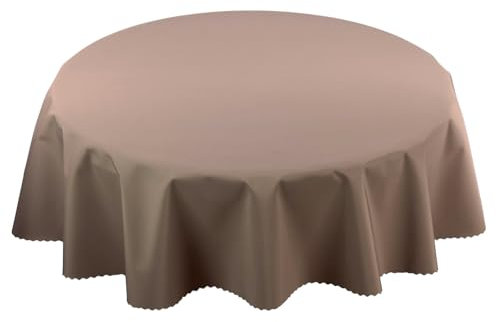 Rund wasserdichte Tischdecke Gartentischdecke Wasserabweisend Wetterfest Garten Balkon Terrasse Braun Durchmesser: Ø 120 cm