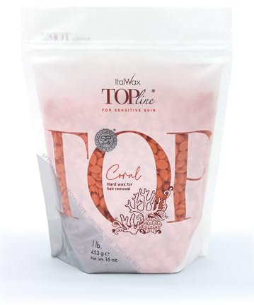 Italwax Top Line Coral - 450g - Perline di cera per la depilazione a caldo senza strisce - Formula sintetica ideale per le pelli sensibili - Consigliato per l'area bikini e le ascelle – Inodore