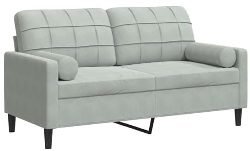 vidaXL Divano a 2 Posti con Cuscini Grigio Chiaro 140 cm in Velluto, Divano, sofà, Divano Imbottito, divanetto, Poltrona, Divano Lounge