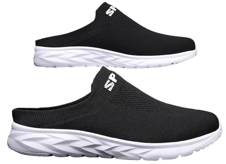 Kvinnor och män, trätofflor – trädgårdsskor stora storlekar, pantoletter, sneakers, lätta, halkfria, sportskor, inomhusskor, ventilerande ortopediska skor, bekväma träningsskor, storlek 39–47, Vit, 45