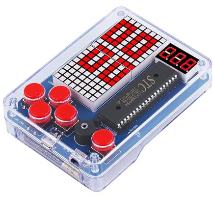 Henakmsl DIY Spielekonsole Löten Bausatz, Elektronik Baukasten DIY Elektronik Lötübungsset mit Acrylgehäuse Handheld Game Console Retro-Spielekonsolen für Löten Erwachsene Anfänger Löten Lernen Set