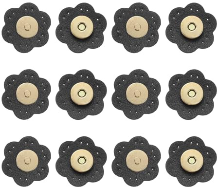 QUARKZMAN 6 Piezas de Botones de Presión de Cuero, Cierres Magnéticos para Bolsos de Costura a Mano, Negro (Ciruela)