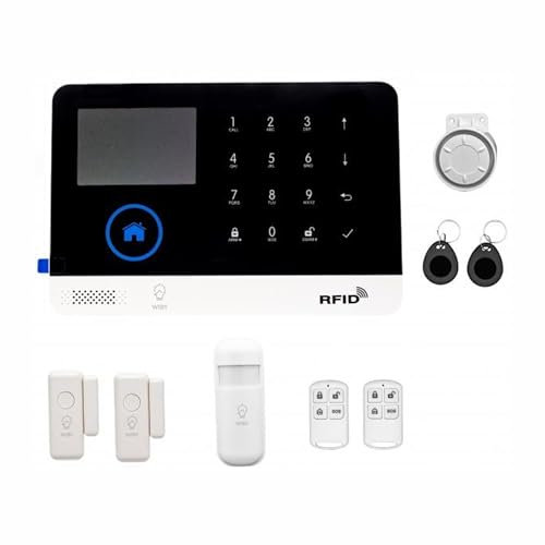 WIBY Allarme Casa Senza Fili, 2G/4G Sistema Antifurto Completo con Sirena Allarme 120dB, Telecomando Intelligente, Display LCD, Invite vocale, Sicurezza per la casa, ufficio