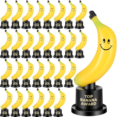 Tondiamo 12 Pcs Top Banana Award Funny Trophy, Yellow Plastic Black Stand