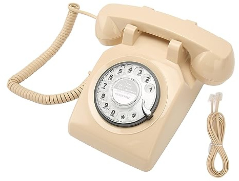 Asixxsix Retro Roterande Ringtelefon, Retro Vintage Fasttelefon, Gammaldags Sladdtelefoner med Mekanisk Ringhögtalare för Home Office Desk Hotel (Beige vänster: BL3Z 1562187 AA, höger: BL3Z)