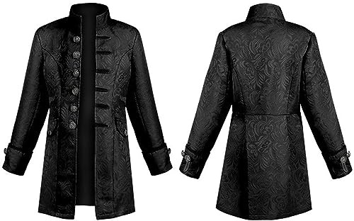 Generisch Chaquetas de verano punk pi, chaquetas de tarifa, Halloween, clásico, cosplay, gótico, cola de golondrina, abrigo medieval, disfraz para musical escolar, forro polar para niños, 140, Negro