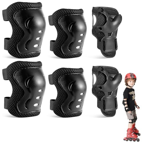 Set Completo di Protezioni 6-in-1 per Bambini - Ginocchiere, Gomitiere e Polsiere per Pattini, Skateboard e Bicicletta | Ideale per Ragazze e Ragazzi dai 3 Anni in Su