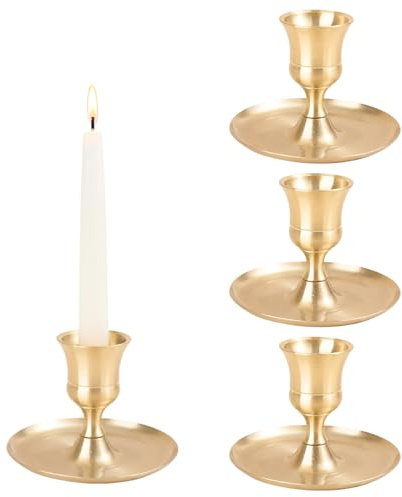 FYting 4 Pezzi Portacandele,Porta Candele,Candelabro Natalizio,Skirt Wine Glass Cancle Porta, per Candele a Bastone 1-2 cm Bastoncino Dorato, Natale, Festa, Tavolo da Pranzo (Nero opaco) (D'oro)