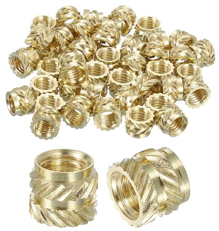 QUARKZMAN Tuercas de Insertos Roscados, 60pcs M5 x 6mm Longitud x 7mm OD Tuercas de Latón para Impresión 3D, Insertos Roscados Hembra para Fijación por Calor