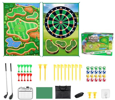 Alfombra de Juego para Chipping de Golf, Juego de práctica de Golf, Alfombrilla de Juego 2 en 1 para Chipping | Juego Interactivo de Lanzamiento y Dardos para Adultos y Adolescentes por habitación