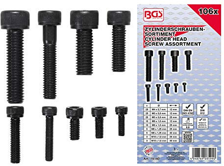 BGS 14140 | Surtido de tornillos de cabeza cilíndrica | hexágono interior | 106 piezas