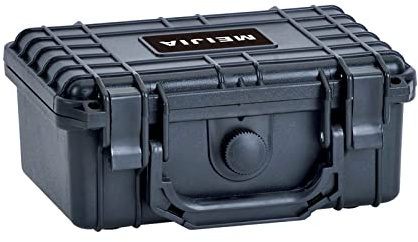 MEIJIA IP67 Waterproof Hard Protective Case,Compact Hard Camera Case,Small Hard Case with Customizable Foam, Fit Use of Drones,Camera,Lens(8.12x6.56x3.56inches,Black)