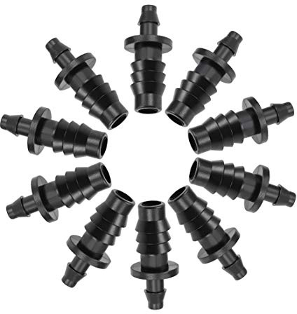 sourcing map Tapa de cierre de tubo de goteo de 4 mm y 8 mm de diámetro interior, conector de enchufe de manguera para sistema de riego agrícola de jardín, plástico, 20 unidades