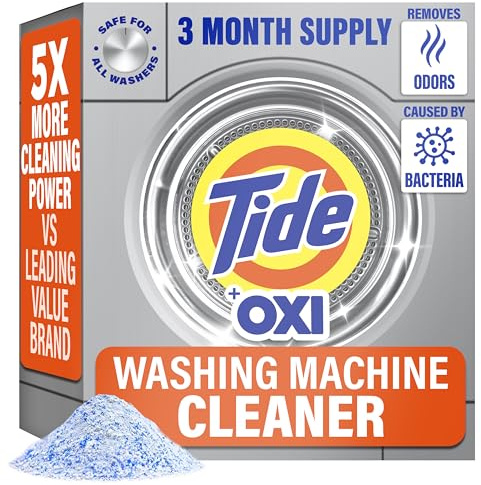 Washing Machine Cleaner by Tide, Washer Machine Cleaner with Oxi for Front and Top Loader Washer Machines, Deep Cleaning Odor Eliminator, 3 Month Supply