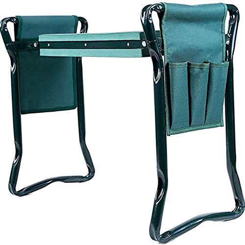 Tabouret de jardin ECOSWAY avec coussin épais et large pour les genoux - Banc pliable robuste avec poche à outils - Rembourrage en mousse EVA souple pour protéger vos genoux pour jardinier