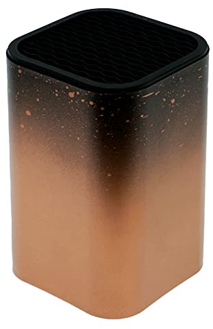Lashuma Soporte para cuchillos, color cobre, 9 x 9 cm, altura: 14 cm, soporte rectangular