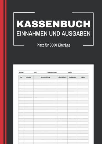Kassenbuch Kleinunternehmer: für Vereine und Selbstständige | Haushaltsbuch | Einnahmen und Ausgaben erfassen | A4 | 3600 Einträge