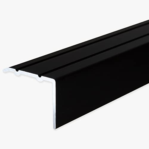 PROVISTON | Winkelprofil | Aluminium eloxiert | Schwarz | Breite 24.5 mm | Höhe 18 mm | Länge 1000 mm | Selbstklebend | Treppenkantenprofil | Treppenwinkel | Treppenkante | Kombiwinkel | 1 Stück