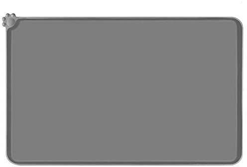 Lessmon Hund Katze Fütterungsmatte, Silikon wasserdichte Pet Food Matte, Grau