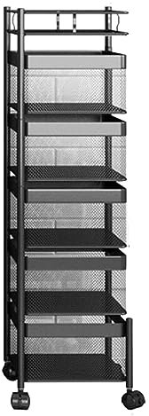 Trintion Mobiles Multifunktionsregal - Aufbewahrungswagen mit Bodenlagerregal Lagerregal, Mobiler Aufbewahrungswagen mit 5 Ebenen, Bodenlagerregal für Wohnzimmer, Schlafzimmer Ihr Zuhause Quadratisch