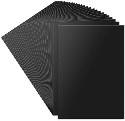 50 Blatt Kartonpapier – 300g, Ohuhu Kartonpapier Schwarz DIN A4 Druckerpapier, Blanko-Karten für Basteln, Selbstgestalten, Fotokarton und Visitenkarten, und Gestalten
