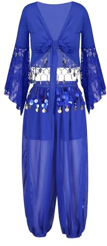 Zaldita Dam magdans kostym dans topp haremsbyxor med mössor danskostym set arabien 1001 natt cosplay maskerad utklädnad