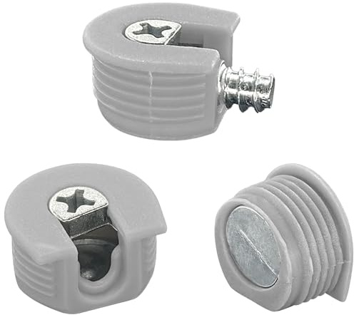 30 conectores para muebles, cerradura excéntrica, tornillos de fijación de conexión (gris)