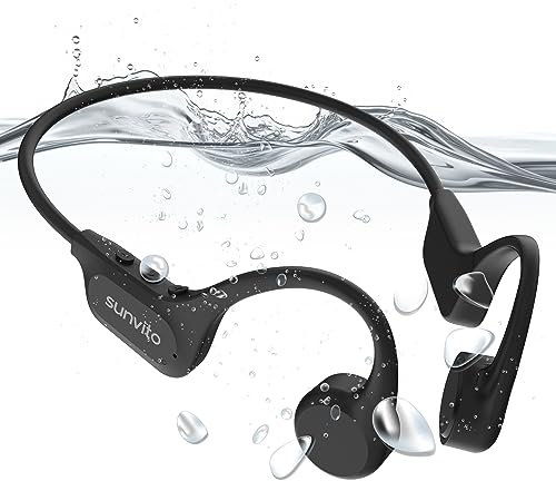 sunvito Auriculares Conduccion Osea, Abiertos con Bluetooth inalámbrico 5.3-IP68, Resistente al Agua, Memoria 32G Integrada, Auriculare Natacion para Ejercicios al Aire