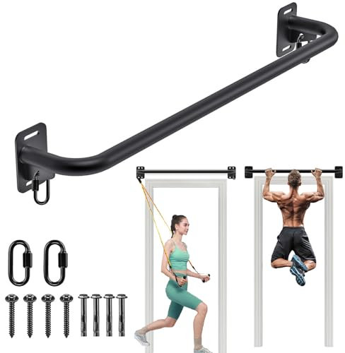 BeneLabel Klimmzugstange Wandmontage, Pull Up Bar Decke 95cm Gerade Turnstange Fitness Krafttraining Klimmzug Stange für Erwachsene/Teenager Oberkörpertraining mit Karabiner & Hardware, Bis 227kg