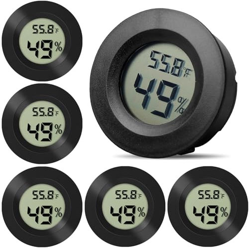 WIYETY Lot de 10 thermomètres/hygromètres numériques LCD pour serre, cave, chambre de bébé, noir rond