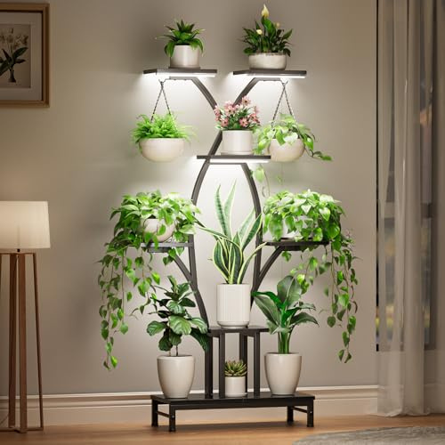 Mutool Support pour plantes d'intérieur avec lampes de culture, étagère de 163 cm de haut pour présentation de fleurs, support d'angle peu encombrant pour décoration de la maison, du salon, du bureau